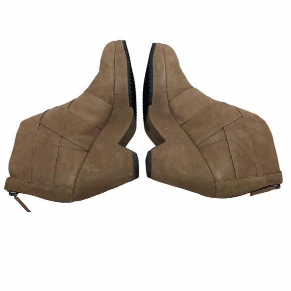 Eileen Fisher Tan Leather Dream Woven Ankle Boot 8 - Picture 7 of 11